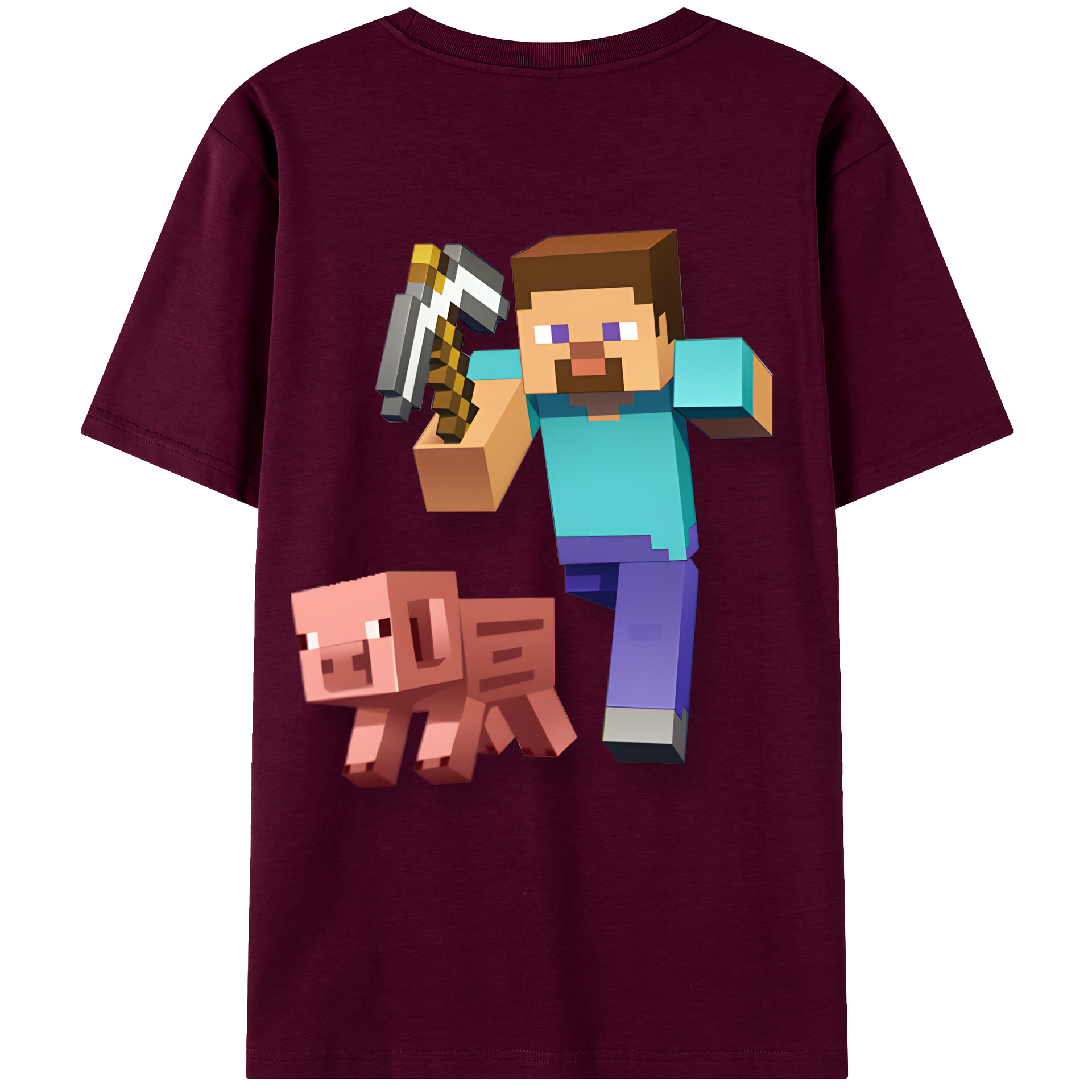 （画像用） マインクラフト ブロックの世界 Minecraft MC Block world レディース半袖Tシャツ(バックプリント)